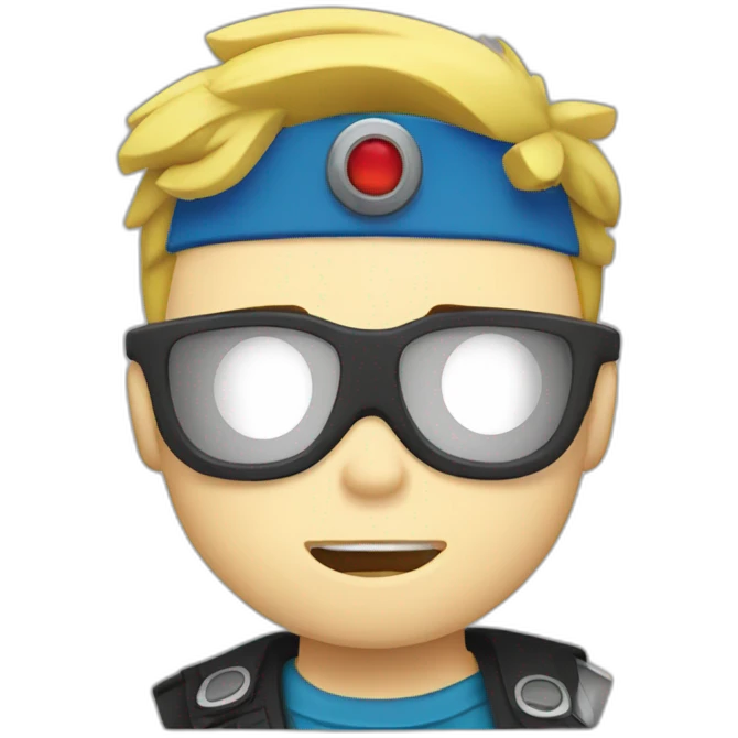 Emoji of Johnny Test (Cartoon Network) drinking a shot, emoji upper body emoji