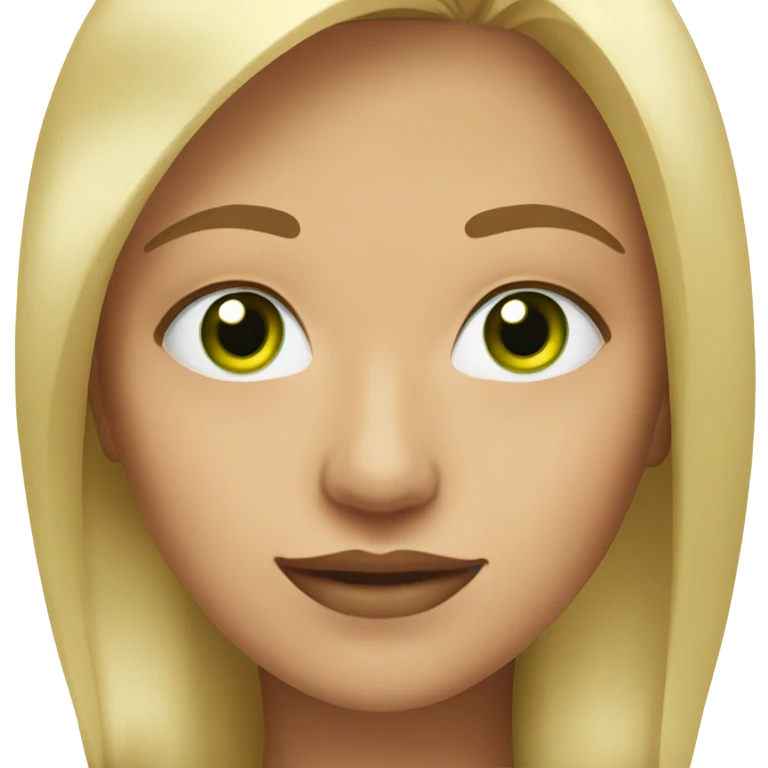 Strong blonde white woman with green eyes a a mole on her chin emoji