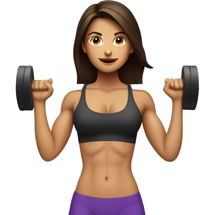 brunette girl with abs lifting weights emoji
