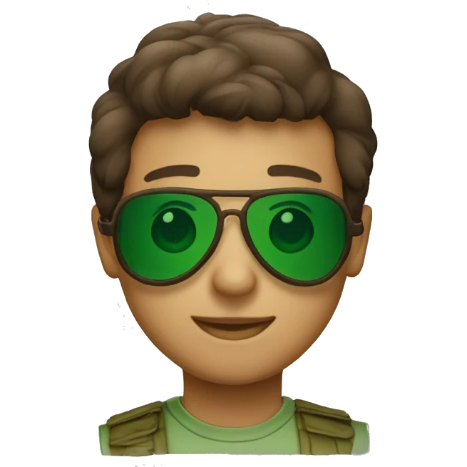 Green and brown aviator glasses emoji