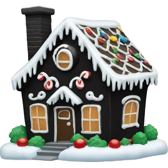 Black gingerbread house emoji