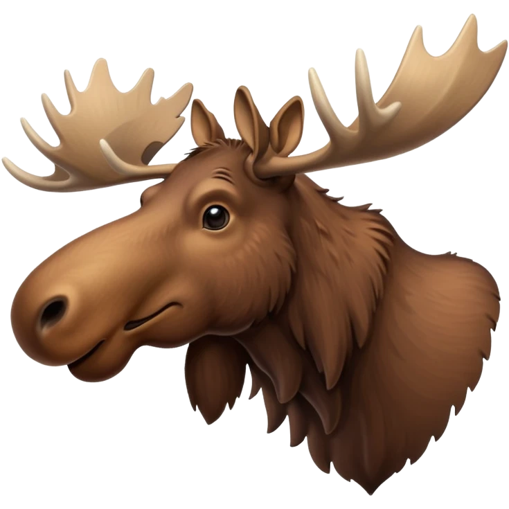 A high-resolution digital illustration of a moose in a clean, semi-realistic style. The moose is shown facing sideways head tilted  emoji