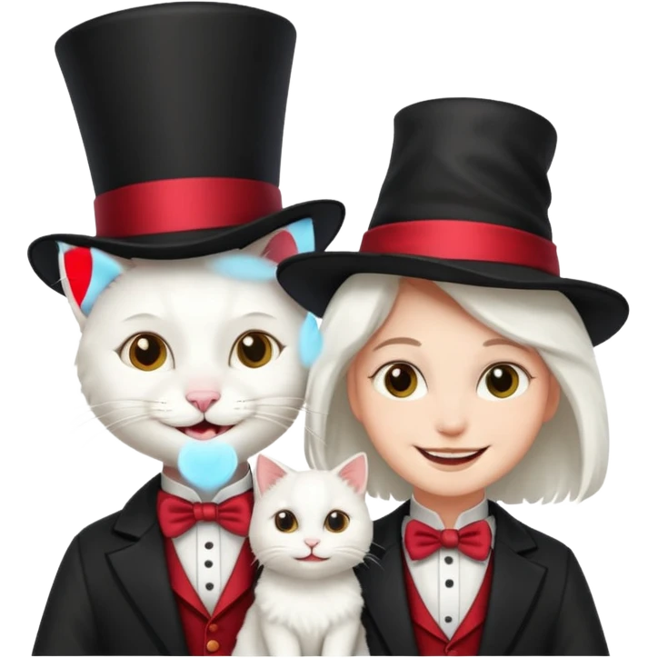 magician couple and their pet cat emoji