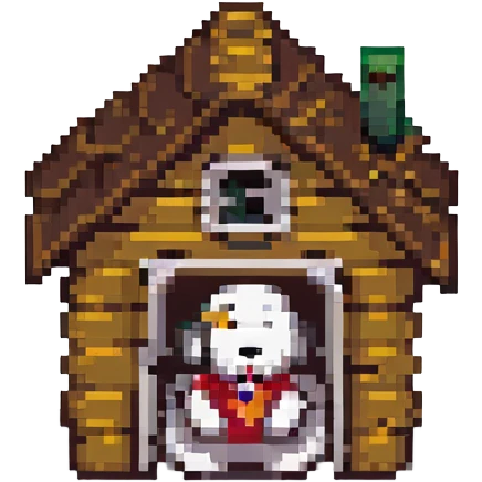 Snoopy sleeping on his doghouse pixel art emoji
