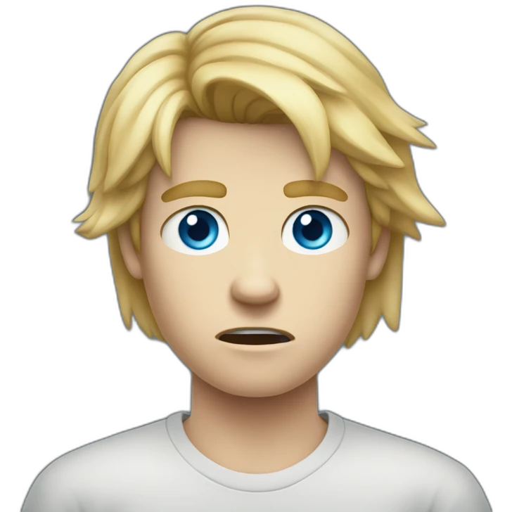 Angry blue-eyed teen-ager boy with long blond hair emoji