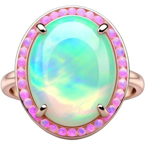 Cinematic Realistic Opal Emoji, Mystical and iridescent, with shifting colors of blue, green, and pink that dance across the smooth, milky surface. The gem’s unique play of light creates a mesmerizing, fluid effect, while a soft, glowing halo surrounds the stone. Soft glowing outline, capturing the essence of magic and mystery in a radiant opal. emoji