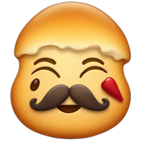 yum emoji with mustache emoji
