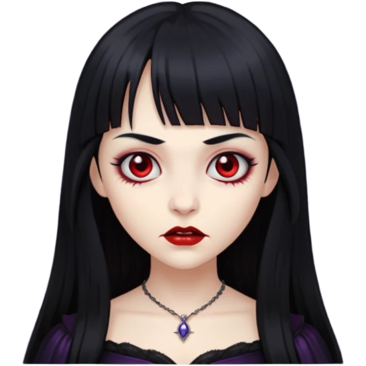 quero a foto de uma vampira com franja de cabelo preto emoji