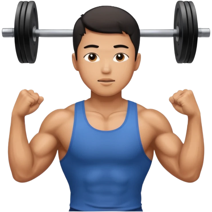 The young Asian guy is working out in gym emoji