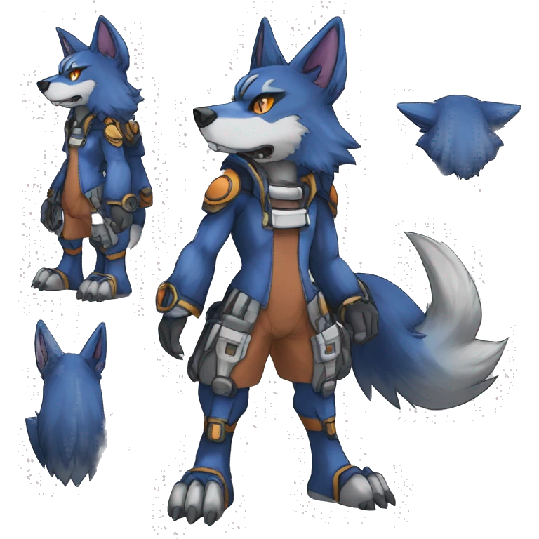  Cool Edgy Colorful Anthro War-Digimon-Fakemon-Wolf with edgy markings full body emoji