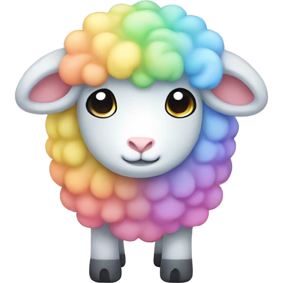 Kawaii rainbow pastel sheep  emoji