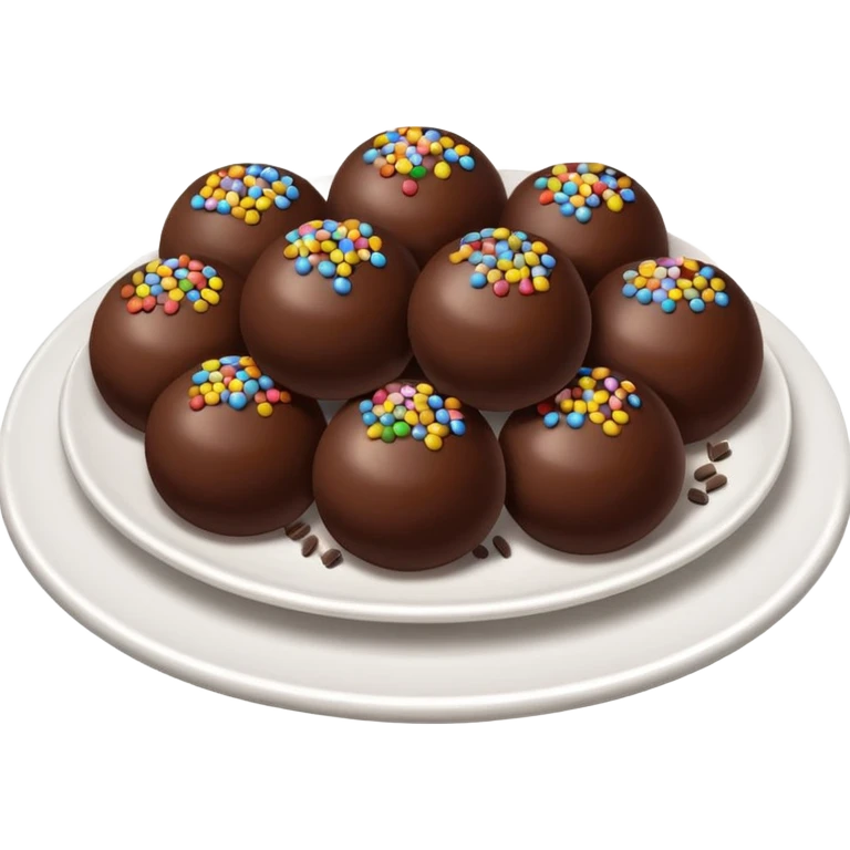 chocolate balls on plate with chocolate sprinkles emoji
