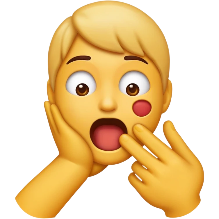an emoji, just a normal styled like these: 😊🤭🥹😄😭😳😅🥺😇, where the emoji is choking themselves/grabbing their hands arians their throat out of frustration. emoji