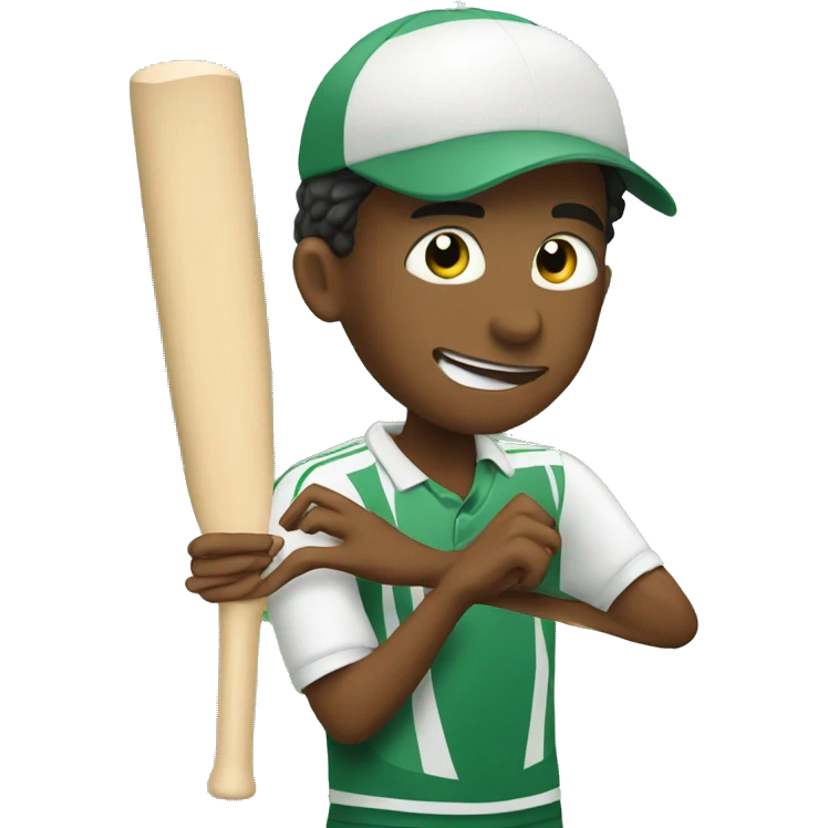 boy playing cricke emoji