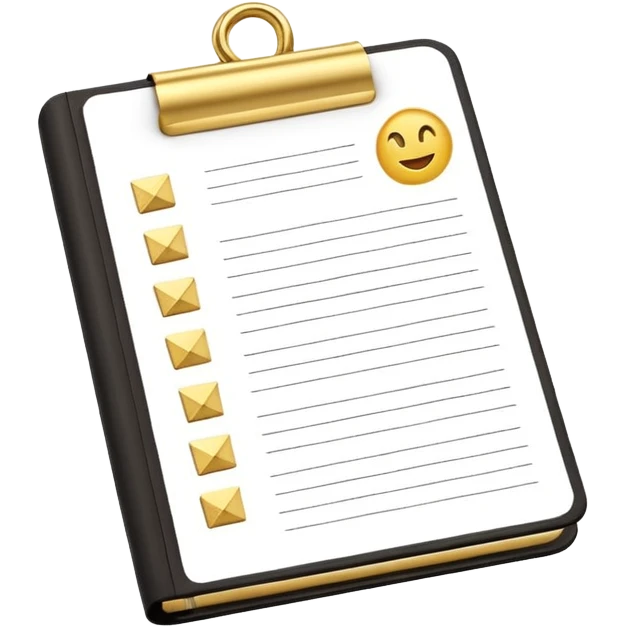 modern elegant planner with checkmarks emoji, 3D style, #ca816d or #faf1eb and gold, clean design emoji