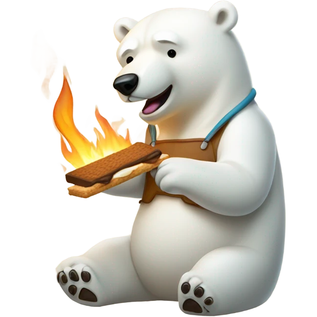 Polar bear roasting a smore  emoji