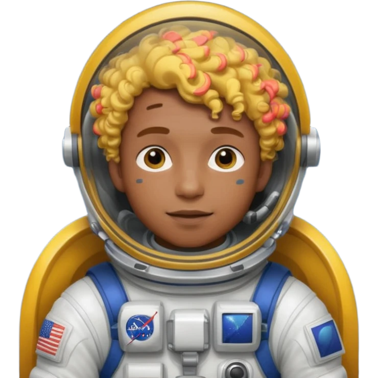 Astronauts, Young, male, dark skin, yellow curly hair emoji