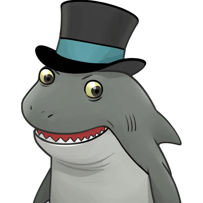 Shark with a top hat emoji