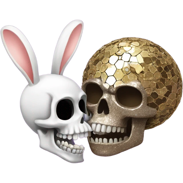 Disco ball skull eating a rabbit emoji