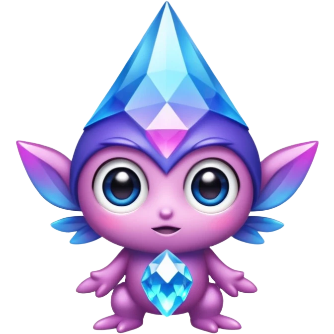 kawaii chibi style crystal sprite creature that is purple, blue, and pink  emoji