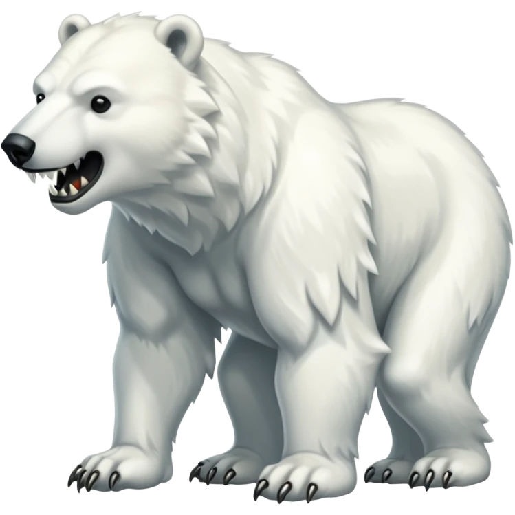 Polar bear with sabertooth fangs and a wolf’s tail; full body emoji