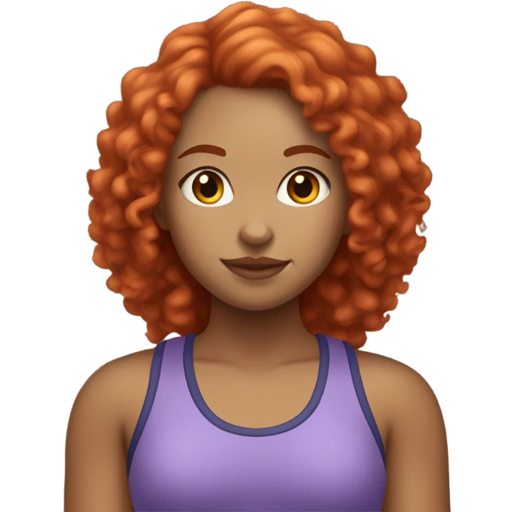 Gym girl with white akin, red hair and curls emoji