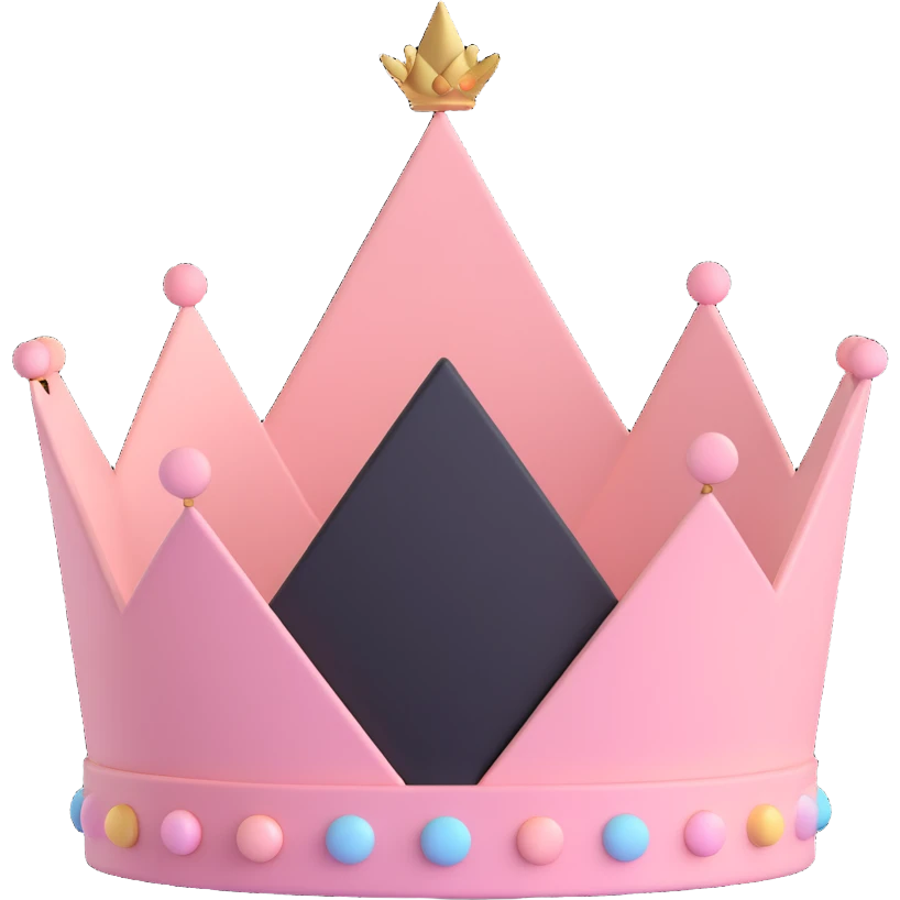 minimalist geometric crown in pastel pink emoji