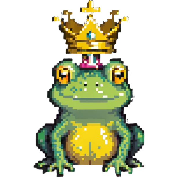 frog wearing a golden crown emoji