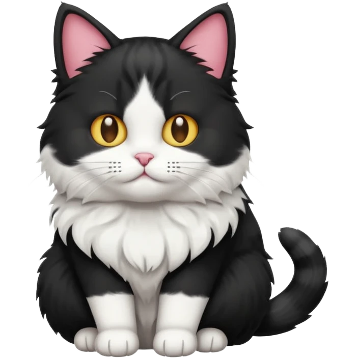 A black colored bicolor cat emoji full body emoji