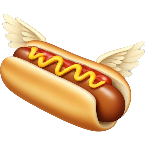 Hot dog with wings emoji