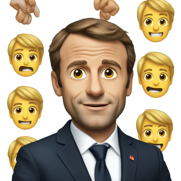 Emanuel macron qui fait du hand emoji