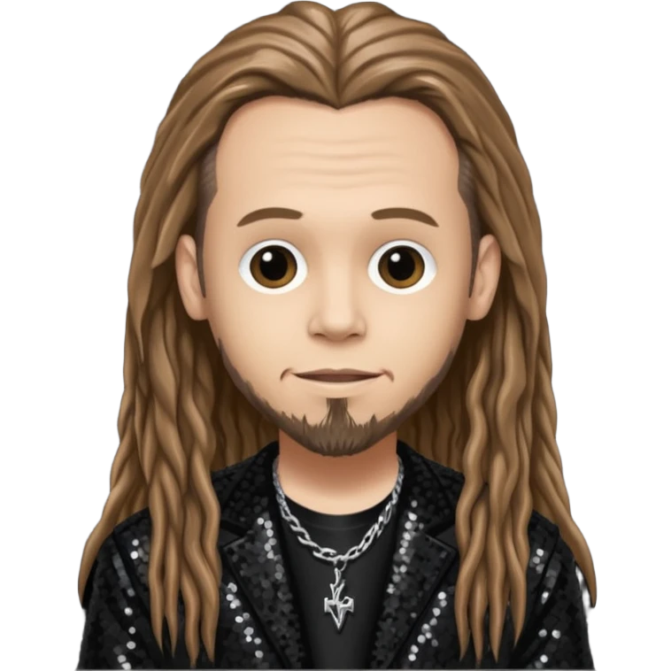 James Munky Shaffer from Korn with long light brown hair, light skin, black sequin outfit emoji