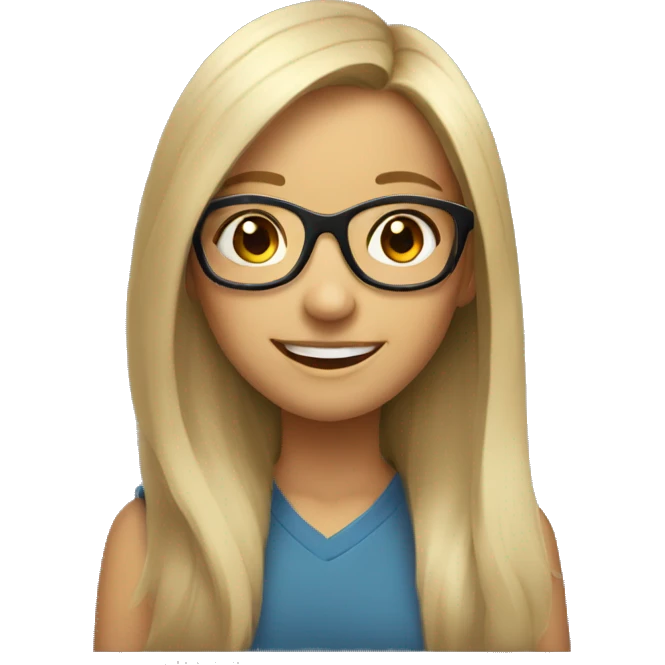 smiling girl with glasses with longer hair  emoji