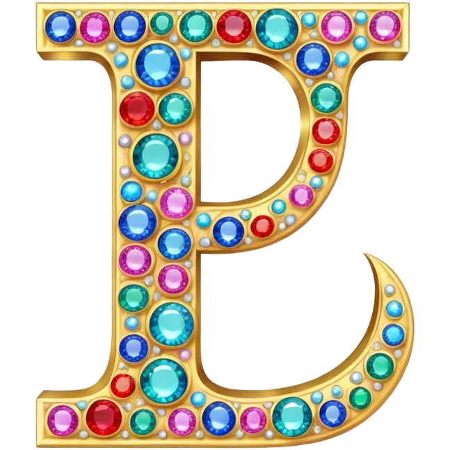 letter J decorated with colorful jewels and gems emoji