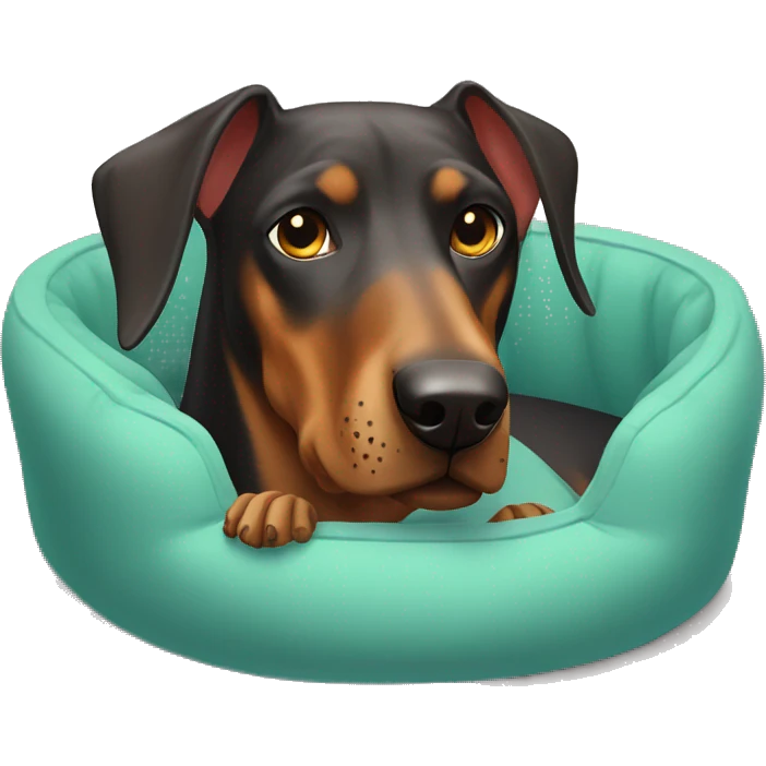 doberman in dog bed emoji