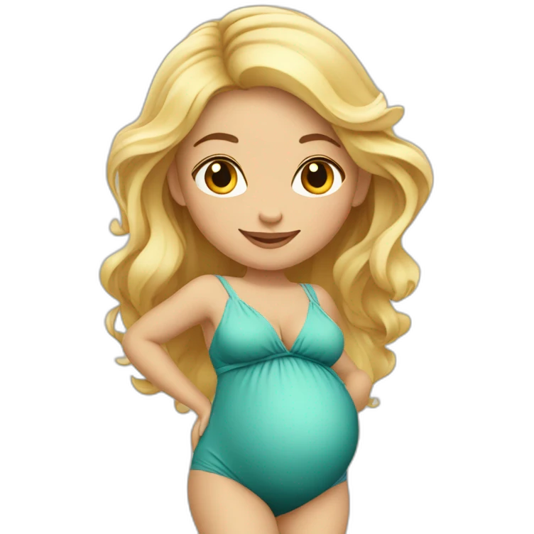 adorable pregnant blond full body women with beach-wave-hair emoji