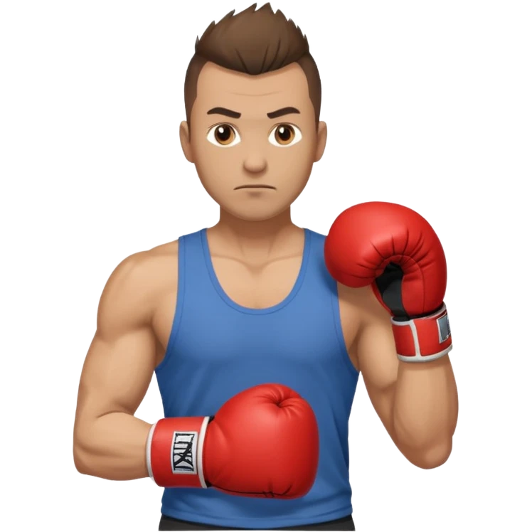 Rapaz de 39 anos ,cabelo castanho médio ,olhos castanho claro , cabelo corte moecano disfarçado , com uma luva de box na mão emoji