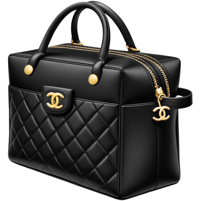 a rectangular Chanel cosmetic tote bag that opens and closes upward emoji