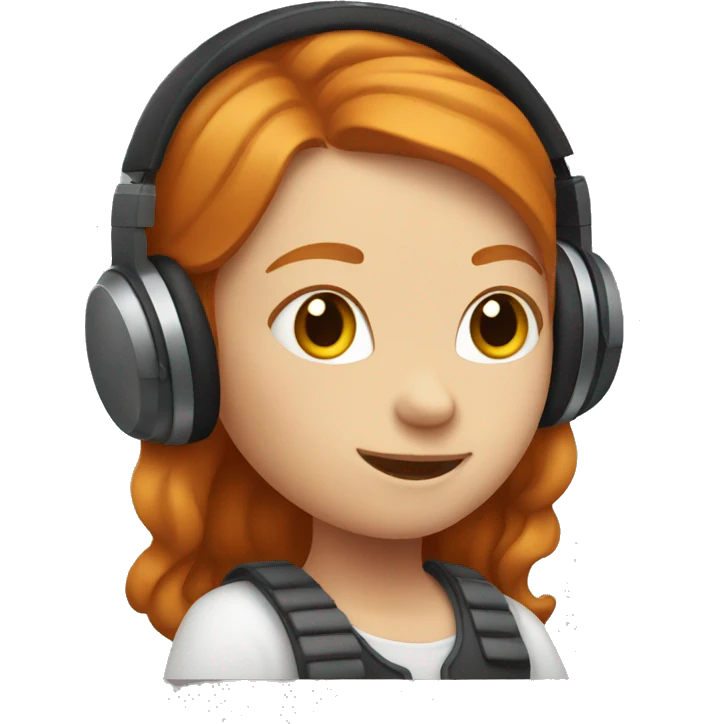 Ginger girl enjoying music in headphones emoji
