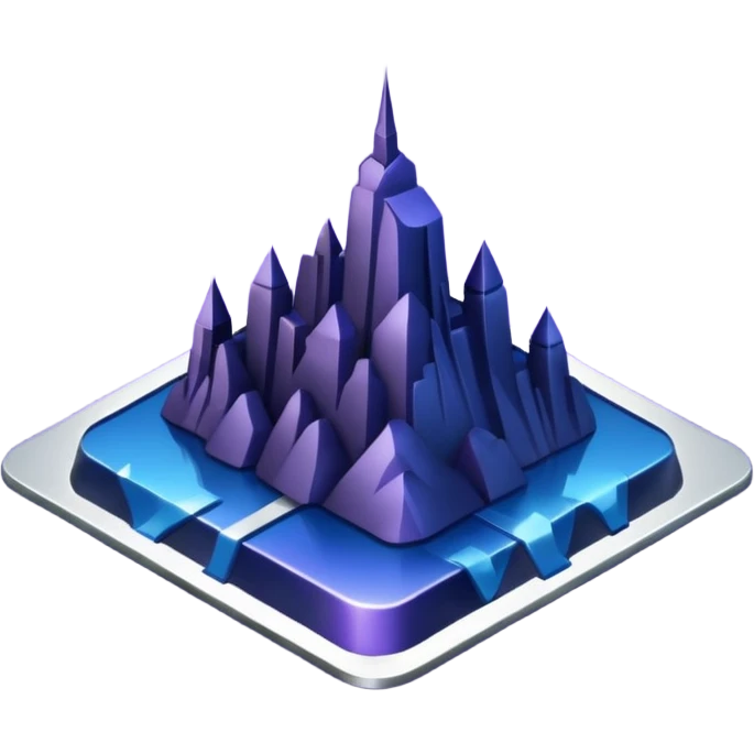 Landmark icon above the map. Colors: dark purple, dark blue, black, silver. emoji