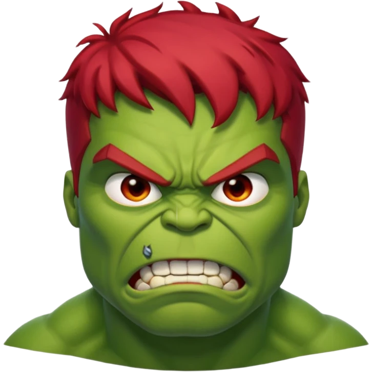 Hulk with red hair  face emoji