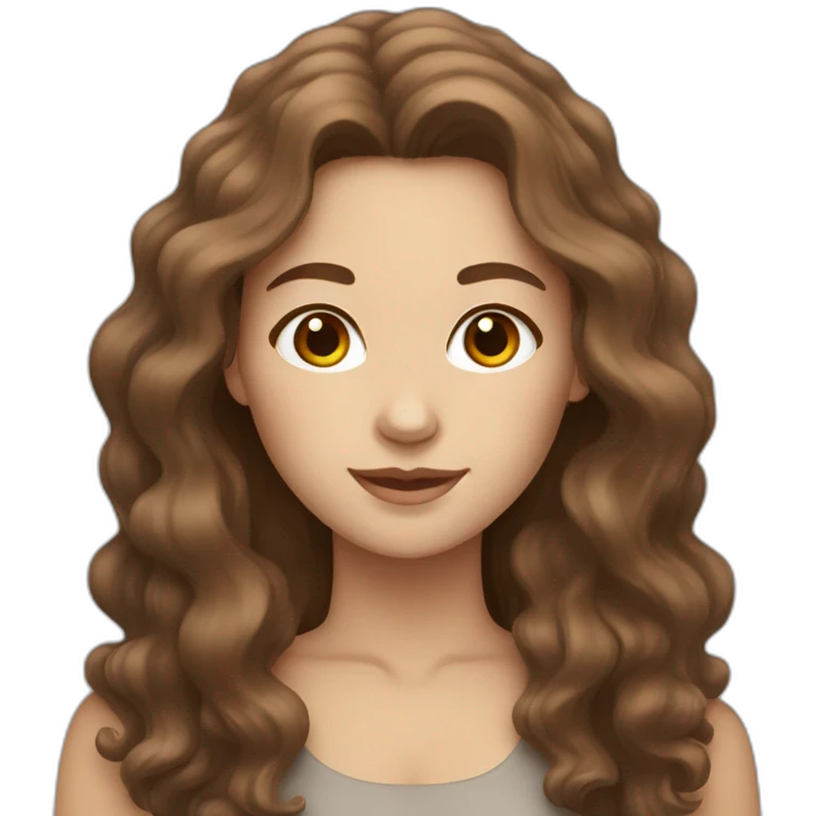 white woman with brown long wavy hair and otter emoji