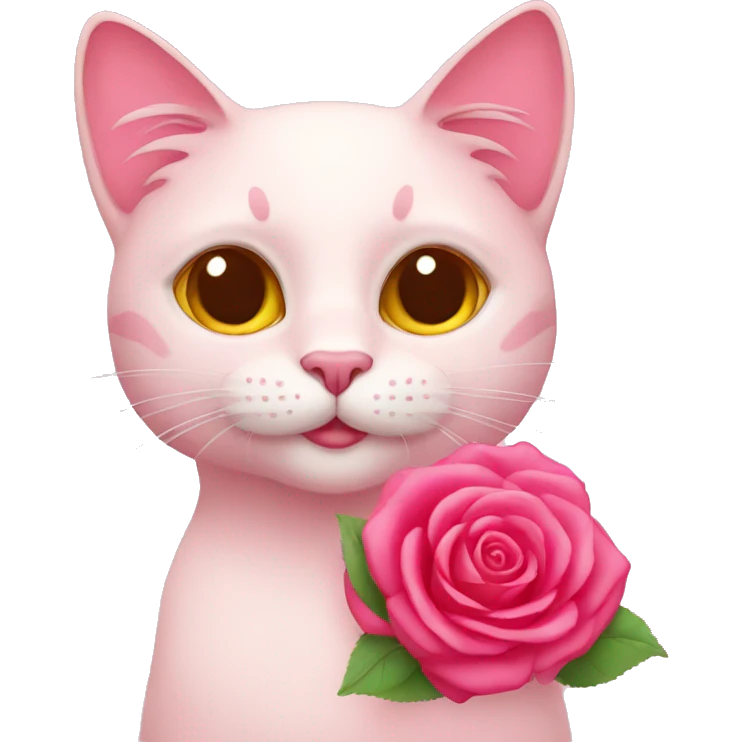 Pink cat with rose  emoji