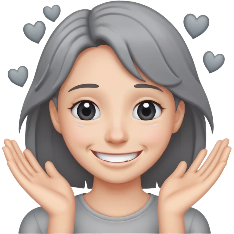 holding back etars with a big smile and grey hearts around it emoji