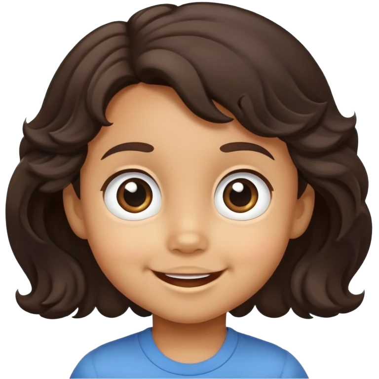 smiling toddler face with big eyes, medium skin tone, and dark wavy hair emoji