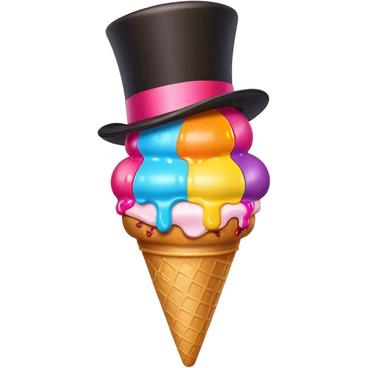 a ice cream with a top hat emoji