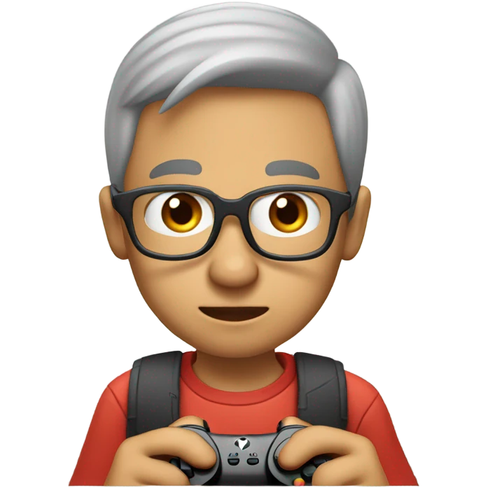 Grandson playing driving game emoji