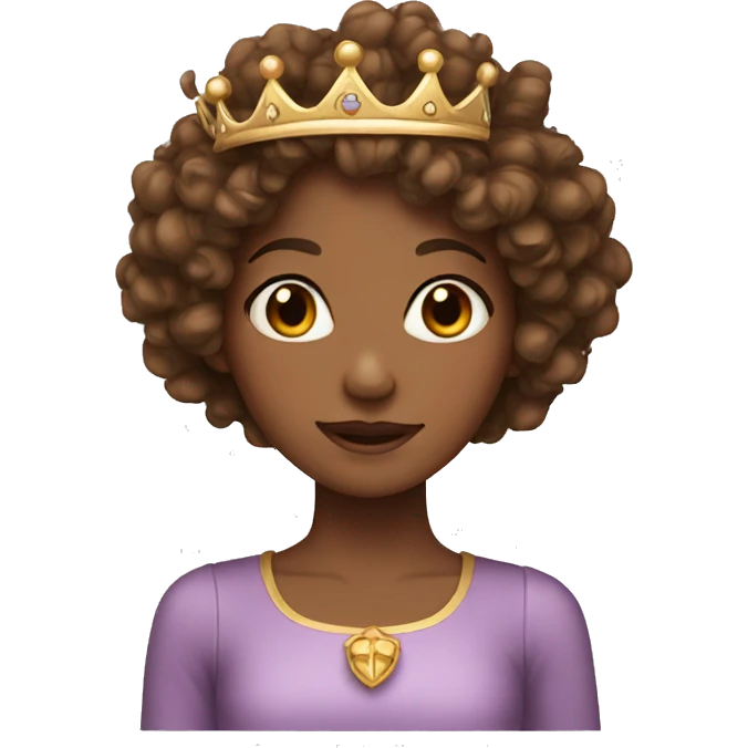 Girl with brown curly hair wearing a crown emoji