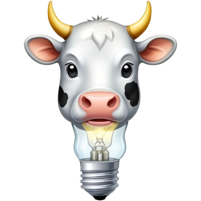 Light bulb with a cow inside and the rays going out of the lamp emoji