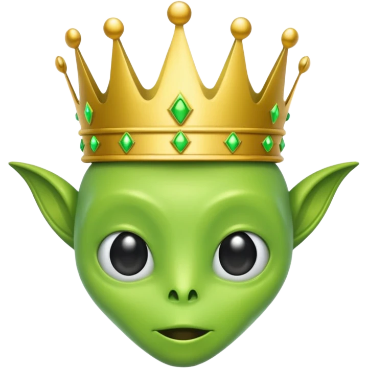green alien with crowN emoji